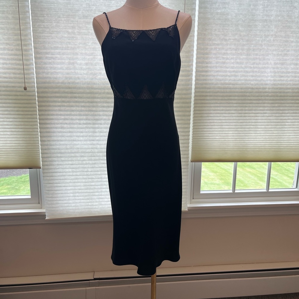 Black Midi Spaghetti Strap Cocktail Dress